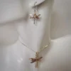 Dragonfly Mother Pearl Set of earrings and pendant