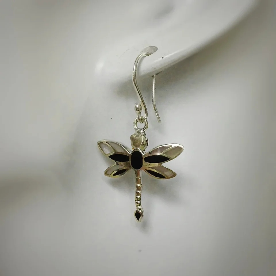 Dragonfly Nacre & Onyx Earrings