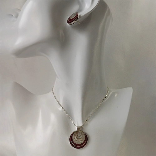 Spiral Nacre & Purple Spondylu Set of pendant and earrings