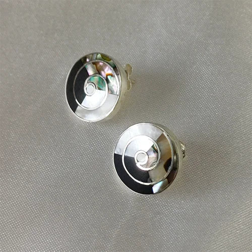 Spiral Abalone Nacre Onyx stud Earrings (M)