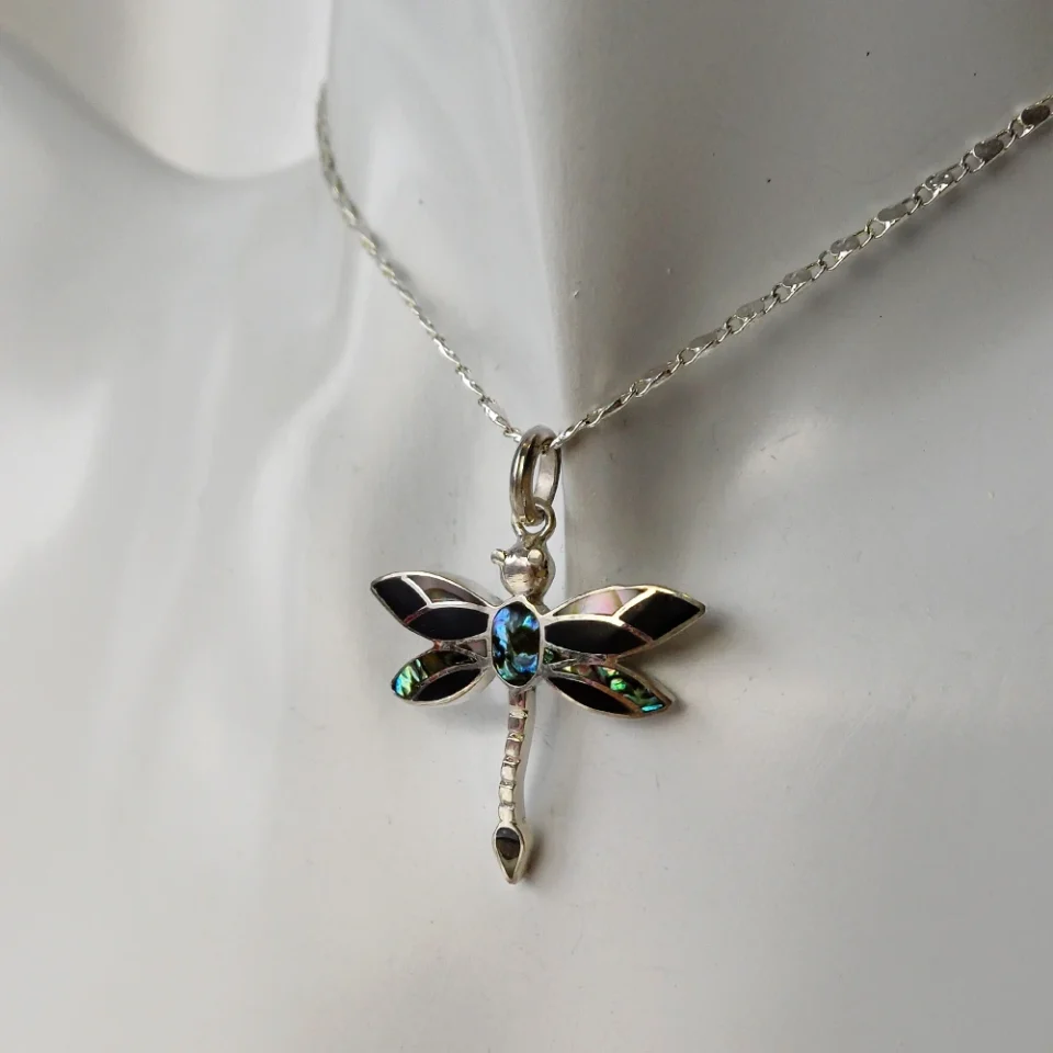 Dragon-fly Abalone & Onyx Pendant